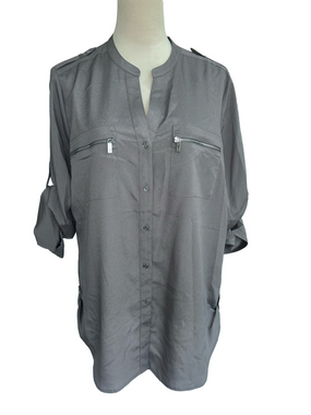 Calvin Klein: Silver Gray Lightweight Shirt: Size Large